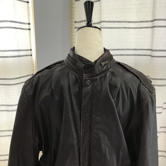 U2 Wear Me Out Mens Size 42 Vintage Brown Bomber Jacket 100% Genuine Leather 90s - Picture 2 of 16